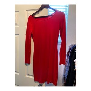 Red midi dress - long sleeve